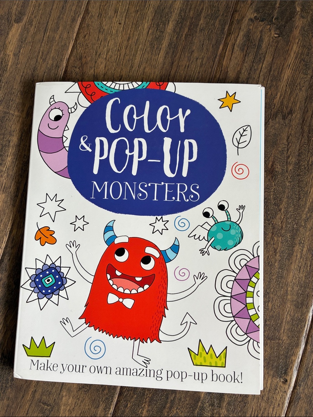 Color & Pop-Up Monsters Activity Book - White Cover with Red Monster